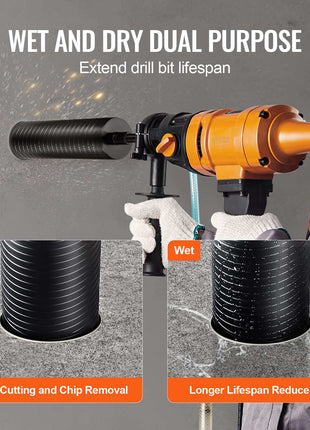Core Drill Bit, 4" Wet/Dry Diamond Core Drill Bits for Brick and Block, Concrete Core Drill Bit with Pilot Bit Adapter and Saw Blade, 9.5" Drilling Depth, 5/8"-11 Inner Thread, Laser Welding