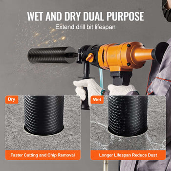 Core Drill Bit, 4" Wet/Dry Diamond Core Drill Bits for Brick and Block, Concrete Core Drill Bit with Pilot Bit Adapter and Saw Blade, 9.5" Drilling Depth, 5/8"-11 Inner Thread, Laser Welding