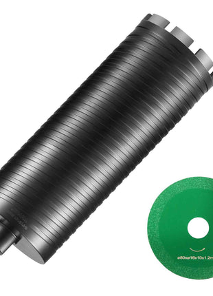 Core Drill Bit, 4" Wet/Dry Diamond Core Drill Bits for Brick and Block, Concrete Core Drill Bit with Pilot Bit Adapter and Saw Blade, 9.5" Drilling Depth, 5/8"-11 Inner Thread, Laser Welding
