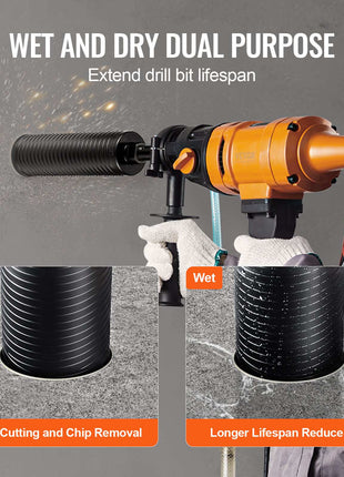 Core Drill Bit, 2.5" Wet/Dry Diamond Core Drill Bits for Brick and Block, Concrete Core Drill Bit with Pilot Bit Adapter and Saw Blade, 9.5" Drilling Depth, 5/8"-11 Inner Thread, Laser Welding