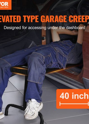 Under Dash Creeper, 40 in, 330 lbs Load Capacity Rolling Mechanic Garage Creeper, 20.3-27.4 in Height Adjustable, Laying Down or Upright Inside of Car or Truck, Easy Fold Support for Garage Shop