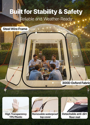 Pop up Bubble Tent, 10 x 9.2 ft Waterproof & UV-Resistant, Clear Camping Tent Shelter, Outdoor Garden Dome Igloo Tents with Windows, 540° Panoramic View, for 4-8 Persons Patio Backyard