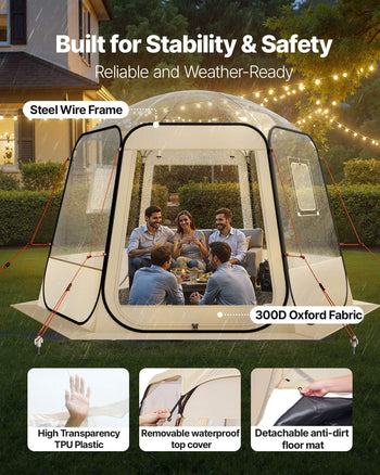 Pop up Bubble Tent, 10 x 9.2 ft Waterproof & UV-Resistant, Clear Camping Tent Shelter, Outdoor Garden Dome Igloo Tents with Windows, 540° Panoramic View, for 4-8 Persons Patio Backyard