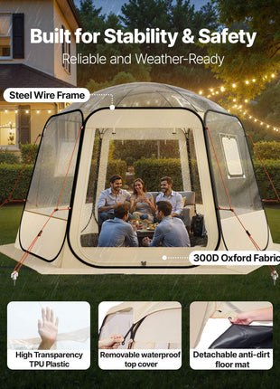 Pop up Bubble Tent, 11 x 10.2 ft Waterproof & UV-Resistant, Clear Camping Tent Shelter, Outdoor Garden Dome Igloo Tents with Windows, 540° Panoramic View, for 8-10 Persons Patio Backyard