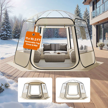 Pop up Bubble Tent, 11 x 10.2 ft Waterproof & UV-Resistant, Clear Camping Tent Shelter, Outdoor Garden Dome Igloo Tents with Windows, 540° Panoramic View, for 8-10 Persons Patio Backyard