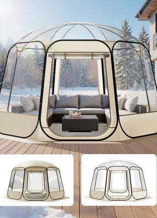 Pop up Bubble Tent, 12 x 11.1 ft Waterproof & UV-Resistant, Clear Camping Tent Shelter, Outdoor Garden Dome Igloo Tents with Windows, 540° Panoramic View, for 10-12 Persons Patio Backyard
