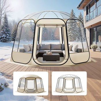 Pop up Bubble Tent, 12 x 11.1 ft Waterproof & UV-Resistant, Clear Camping Tent Shelter, Outdoor Garden Dome Igloo Tents with Windows, 540° Panoramic View, for 10-12 Persons Patio Backyard