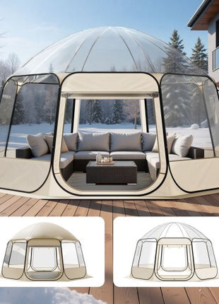 Pop up Bubble Tent, 15 x 13.8 ft Waterproof & UV-Resistant, Clear Camping Tent Shelter, Outdoor Garden Dome Igloo Tents with Windows, 540° Panoramic View, for 12-15 Persons Patio Backyard