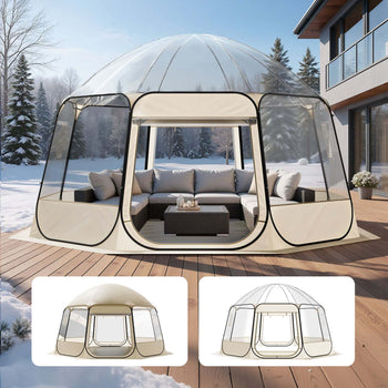 Pop up Bubble Tent, 15 x 13.8 ft Waterproof & UV-Resistant, Clear Camping Tent Shelter, Outdoor Garden Dome Igloo Tents with Windows, 540° Panoramic View, for 12-15 Persons Patio Backyard