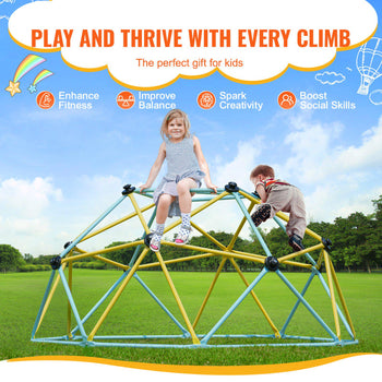 Climbing Dome, Jungle Gym Supports 600LBS and Easy Assembly, 6FT Geometric Dome Climber Play Center for Kids 3 to 9 Years Old, with Climbing Grip, Outdoor and Indoor Play Equipment for Kids