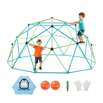 Climbing Dome, 10FT Geometric Dome Climber for Kids, 1000LBS Loading Jungle Gym Playground with Octopus Net & 2 Basketballs, Easy-Assembly Outdoor Backyard Climbing Toys - Gift for Boys Girls