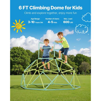 Climbing Dome, 6FT Geometric Dome Climber for Kids, 600LBS Loading Indoor/Outdoor Jungle Gym Playground, Easy-Assembly Backyard Climbing Play Equipment for Boys Girls 3 to 10 Years Old