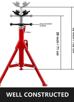 Pipe Jack Stand with 4-Ball Transfer V-Head and Folding Legs 1500LB Welding Pipe Stand Adjustable Height 28-52IN 1107A-type Pipe Jacks for Welding