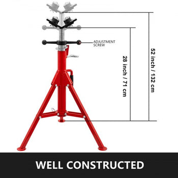 Pipe Jack Stand with 4-Ball Transfer V-Head and Folding Legs 1500LB Welding Pipe Stand Adjustable Height 28-52IN 1107A-type Pipe Jacks for Welding