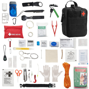 Survival First Aid Kit, 250 Pieces, 600D Nylon Trauma First Aid Bag, Survival Gear and Equipment, Emergency Kits, for Men Women Camping, Boat, Earthquake, Hiking, Hunting, and Outdoor Adventure