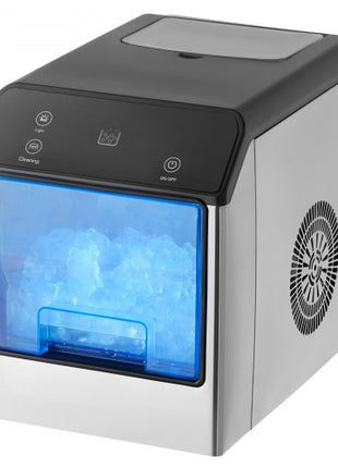 Nugget Ice Maker, 33lbs/24H Pebble Ice Maker with Self Cleaning, Chewable Ice Maker with Ice Scoop & Drip Tray, Stainless Steel Ice Machine with Convenient Ice Transfer for Home Kitchen Office