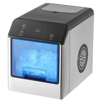 Nugget Ice Maker, 33lbs/24H Pebble Ice Maker with Self Cleaning, Chewable Ice Maker with Ice Scoop & Drip Tray, Stainless Steel Ice Machine with Convenient Ice Transfer for Home Kitchen Office