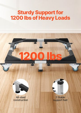 Fridge Stand Mobile Base, 1200 lbs Load Capacity, Washing Machine Stand with 8 Locking Twin Wheels and 4 Brakes, 23-36.6 Inches Adjustable Furniture Dolly for Washer, Refrigerator and Dryer