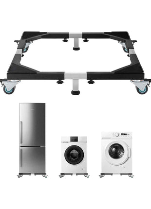 Fridge Stand Mobile Base, 1200 lbs Load Capacity, Washing Machine Stand with 8 Locking Twin Wheels and 4 Brakes, 23-36.6 Inches Adjustable Furniture Dolly for Washer, Refrigerator and Dryer