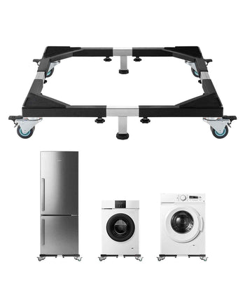 Fridge Stand Mobile Base, 1200 lbs Load Capacity, Washing Machine Stand with 8 Locking Twin Wheels and 4 Brakes, 23-36.6 Inches Adjustable Furniture Dolly for Washer, Refrigerator and Dryer
