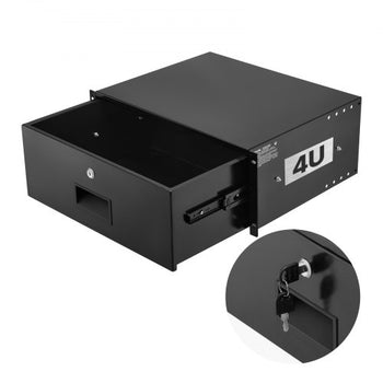 4U Rack Mount Drawer, 50 lbs Max Load-Bearing, Lockable Server Cabinet Case, Sliding Drawer with Lock and Cable Management Holes, for 19 in Network Equipment Server AV Rack or Cabinet Enclosure