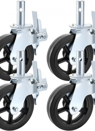 4 Pack 8 Inch Iron Core Polyurethane Swivel Caster With Dual Locking Brake Adjustable Legs 1100LBS Capacity per Wheel