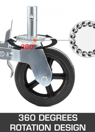 4 Pack 8 Inch Iron Core Polyurethane Swivel Caster With Dual Locking Brake Adjustable Legs 1100LBS Capacity per Wheel