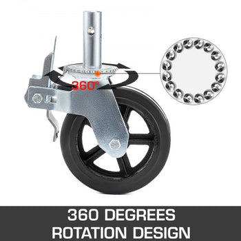 4 Pack 8 Inch Iron Core Polyurethane Swivel Caster With Dual Locking Brake Adjustable Legs 1100LBS Capacity per Wheel