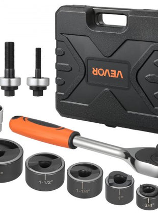 Knockout Punch Set, 1/2 to 2 inch SLUG-Buster Ratchet Knockout Set, Ratchet Wrench Knockouts Punch Sets for Aluminum, Mild steel, Fiberglass, Plastics, 6 Die Sizes, 40Cr Steel Ko Tool Kit