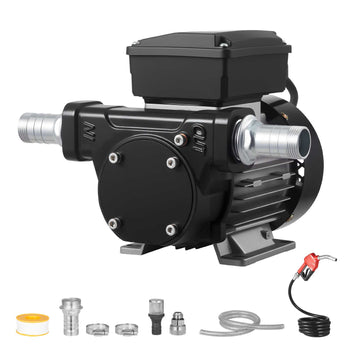 Fuel Transfer Pump 110V, 16 GPM 60 L/min, AC Electric Oil Transfer Pump for Diesel Kerosene Biodiesel, with Auto Fuel Nozzle & 2 Hoses, 45 ft/13.7 m Max Lift, for Vehicles, Construction Sites