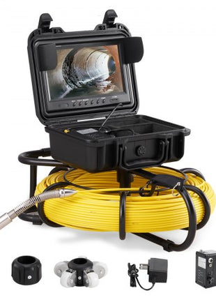 Sewer Camera, 393 ft/120 m, 9" Screen Pipeline Inspection Camera with DVR Function, Waterproof IP68 Camera with 12 Adjustable LEDs, with a 16 GB SD Card, for Sewer Line, Home, Duct Drain Pipe