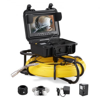 Sewer Camera, 393 ft/120 m, 9" Screen Pipeline Inspection Camera with DVR Function, Waterproof IP68 Camera with 12 Adjustable LEDs, with a 16 GB SD Card, for Sewer Line, Home, Duct Drain Pipe