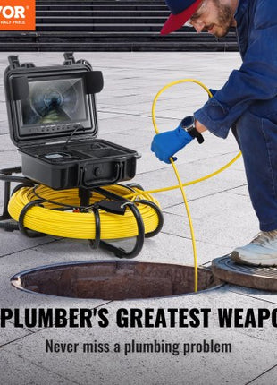 Sewer Camera, 300 ft/91.5 m, 9" Screen Pipeline Inspection Camera with DVR Function, Waterproof IP68 Camera with 12 Adjustable LEDs, with a 16 GB SD Card for Sewer Line, Home, Duct Drain Pipe Pl