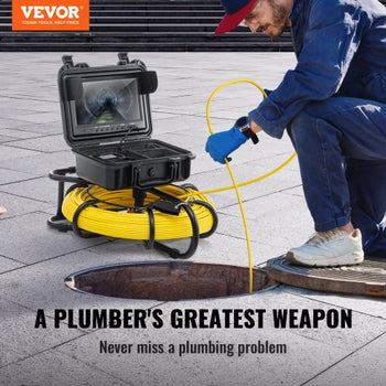 Sewer Camera, 300 ft/91.5 m, 9" Screen Pipeline Inspection Camera with DVR Function, Waterproof IP68 Camera with 12 Adjustable LEDs, with a 16 GB SD Card for Sewer Line, Home, Duct Drain Pipe Pl