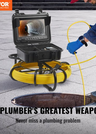 Sewer Camera, 165 ft/50 m, 9" Screen Pipeline Inspection Camera with DVR Function, Waterproof IP68 Camera with 12 Adjustable LEDs, with a 16 GB SD Card for Sewer Line, Home, Duct Drain Pipe Plum