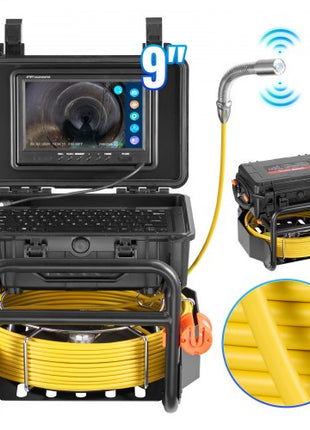 Sewer Camera, 230 ft/70m, Self-Leveling Drain Camera with 512Hz Transmitter, Distance Counter, 9" Screen 1080P HD Snake Plumbing Camera with Light-12 LED & 32GB Card for Duct Pipe