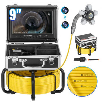 Sewer Camera with 512Hz Locator,165 ft/50 m, Self-Leveling Drain Inspection Camera with  9" 1080P HD Screen, 36X Zoom, Snake Plumbing Camera with Lights-12 LED, 32GB SD Card for Duct Pipe