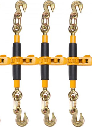Ratchet Chain Binder, 3/8"-1/2" Heavy Duty Load Binders, with G80 Hooks 12000 lbs Secure Load Limit, Labor-saving Anti-skid Handle, Tie Down Hauling Chain Binders for Flatbed Truck Trailer, 4 Pc