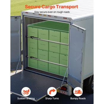 Cargo Bar, Cargo Bar Adjustable from 89" to 104", Heavy-duty Steel Cargos Stabilizer with Non-Slip Foot Pads, Truck Bed Load Lock Bars for Box Trucks, Semi-Trailers, Trailers (2PCS)