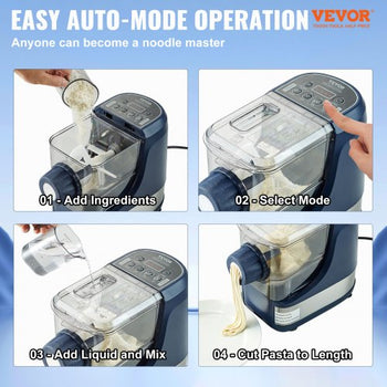 Electric Pasta Maker, 150W Automatic Noodle Maker Machine with 8 Pasta Shapes, 4 Intelligent Modes, 500g Flour Capacity Pasta Maker Machine with Measuring Cups, Cleaning Brush for Home Kitchen