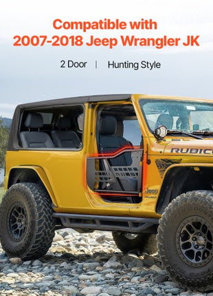 Jeep Tube Doors, 2-Door, Hunting Style Jeep Tubular Door with Heavy-Duty Hinges & OE Latch, Jeep Doors with Rubber Pads & Toughened Steel Tube, Fit for 2007-2018 Jeep Wrangler JK