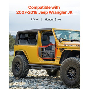 Jeep Tube Doors, 2-Door, Hunting Style Jeep Tubular Door with Heavy-Duty Hinges & OE Latch, Jeep Doors with Rubber Pads & Toughened Steel Tube, Fit for 2007-2018 Jeep Wrangler JK