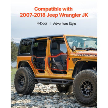 Jeep Tube Doors, 4-Door, Adventure Style Jeep Tubular Door with Heavy-Duty Hinges & OE Latch, Jeep Doors with Rubber Pads & Toughened Steel Tube, Fit for 2007-2018 Jeep Wrangler JK