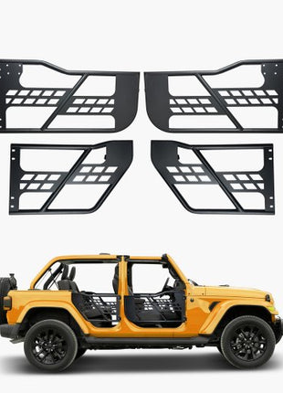 Jeep Tube Doors, 4-Door, Hunting Style Jeep Tubular Door with Heavy-Duty Hinges & OE Latch, Jeep Doors with Rubber Pads & Toughened Steel Tube, Fit for 2007-2018 Jeep Wrangler JK