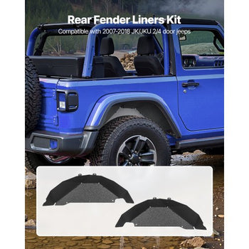 Inner Fender Liner, Rear Fender Liner Compatible with 2007-2018 Jeeps JK/JKU 2/4 Doors, Steel Mud Guards Bolt-on Style Fenders Flare, Wheel Well Cover Fenders Flare Liners, Scratch-Resistant
