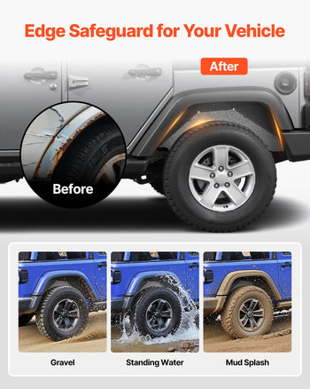 Inner Fender Liner, Rear Fender Liner Compatible with 2007-2018 Jeeps JK/JKU 2/4 Doors, Steel Mud Guards Bolt-on Style Fenders Flare, Wheel Well Cover Fenders Flare Liners, Scratch-Resistant