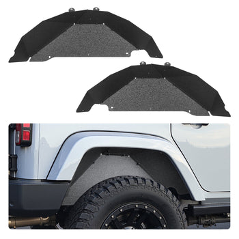Inner Fender Liner, Rear Fender Liner Compatible with 2007-2018 Jeeps JK/JKU 2/4 Doors, Steel Mud Guards Bolt-on Style Fenders Flare, Wheel Well Cover Fenders Flare Liners, Scratch-Resistant