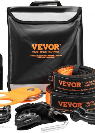 Off-Road Recovery Kit, 3" x 30', Heavy Duty Winch Recovery Kit with 30000 lbs Tow Straps, 44092 lbs D-Ring Shackles, Shackle Receiver, Snatch Block Pulley, Gloves, Storage Bag for ATV Jeep Truck