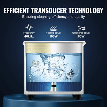 Professional Ultrasonic Cleaner, 0.3 L Ultrasonic Jewelry Cleaner with Digital Timer & Heater, Stainless Steel Industrial Sonic Cleaner 40kHz for Glasses, Watches, Rings, Small Parts