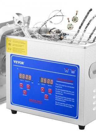 Professional Ultrasonic Cleaner, 2.85 L Ultrasonic Jewelry Cleaner with Digital Timer & Heater, Stainless Steel Industrial Sonic Cleaner 40kHz for Glasses, Watches, Rings, Small Parts